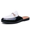 FashionSummer Luxury Leather Mule Masculino Loafers Slippers for Male White Soft Half Shoes for Men Casual Shoes Slip On Flats Mules