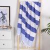 Turkish Cotton Striped Beach Towel with Tassels – Absorbent, Ideal for Bathing, Swimming, and Sun Protection