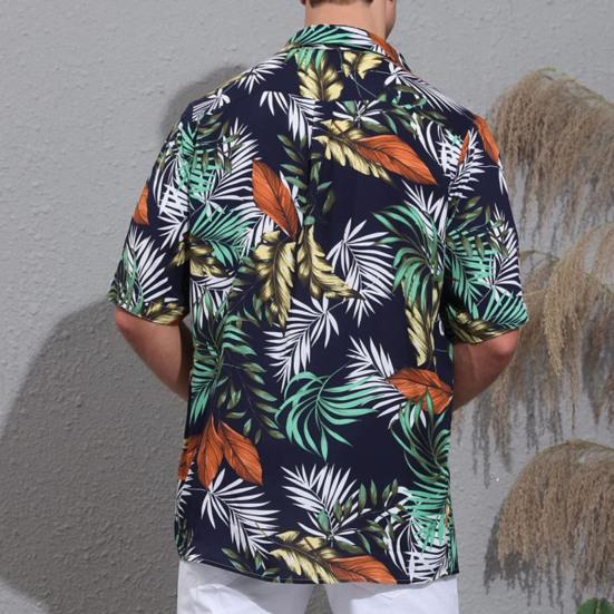 Мужская рубашка с лацканами и короткими рукавами, кардиган, свободный топ, блузка, пляжная повседневная рубашка с принтом для отпуска