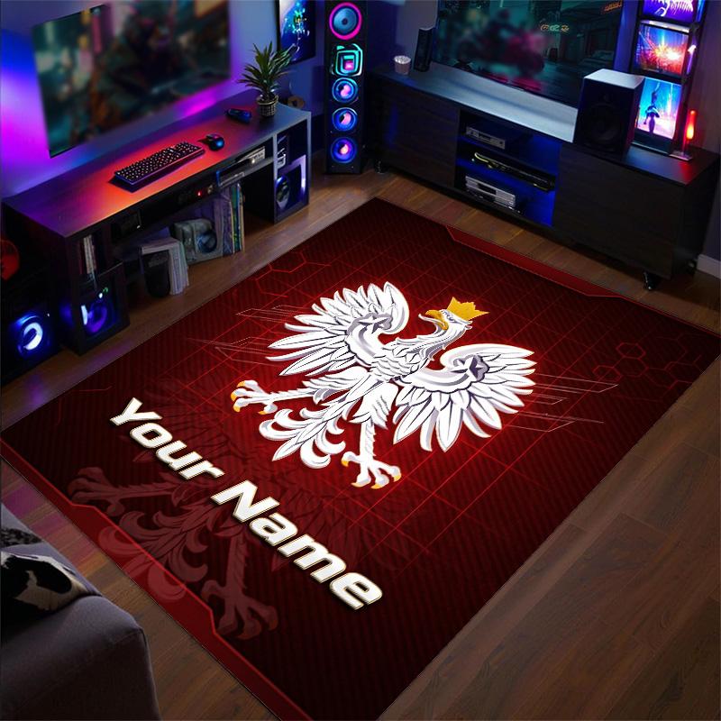 Crystal Velvet Rug Poland Print Custom Name Text Floor Mat Home Decor