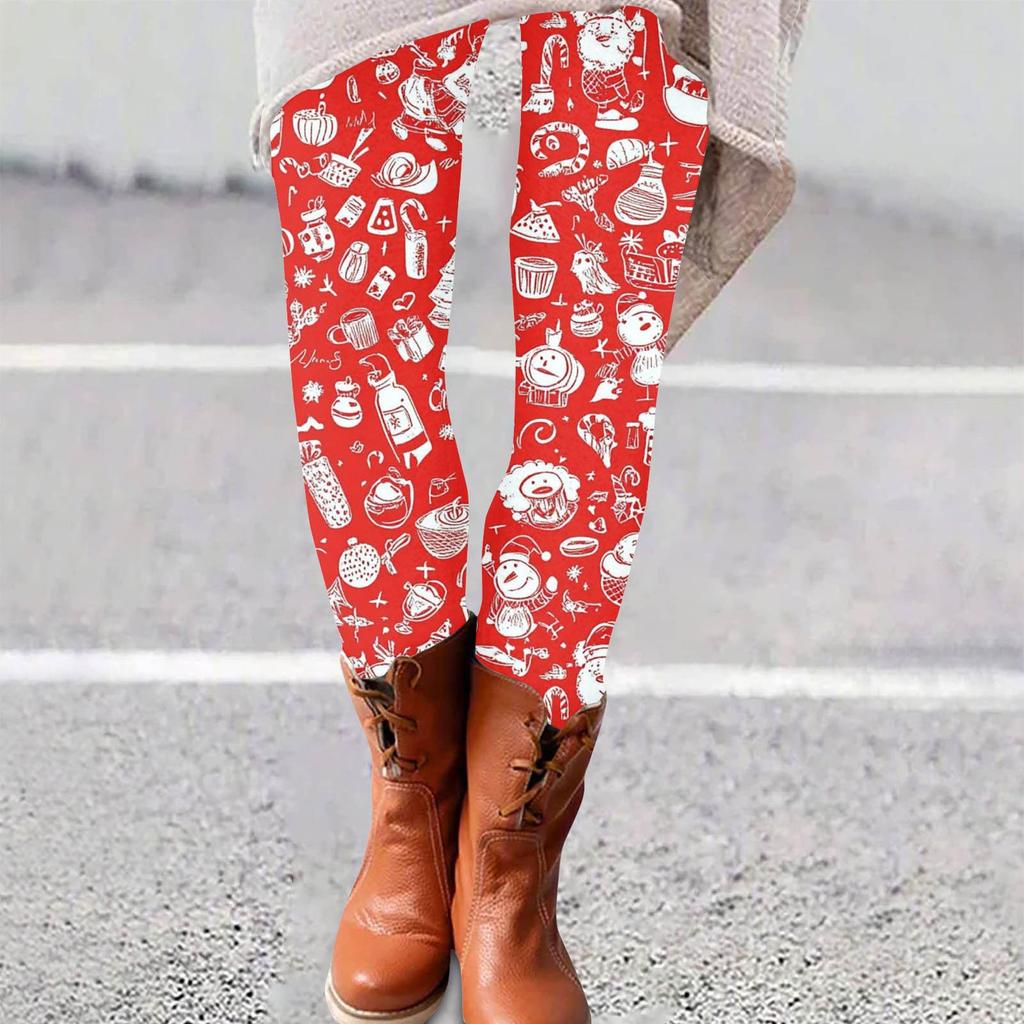 Женские брюки с рождественским принтом, эластичные, мягкие, повседневные, домашние, спальные брюки