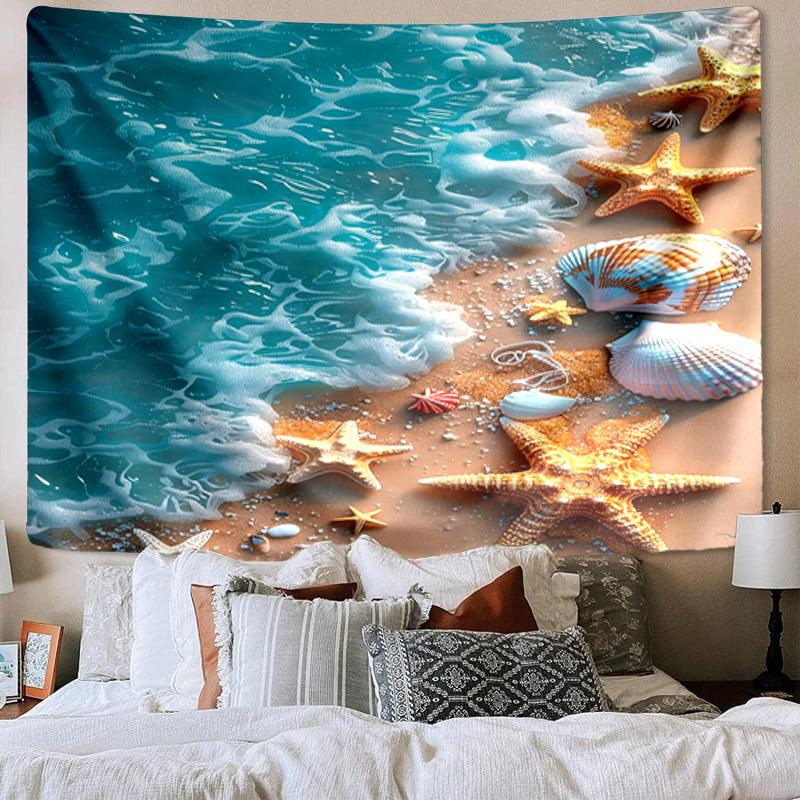 Ocean Starfish Shells Printed Tapestry, Wall Hanging,Livingroom, dormitory, Large Wall Decor, Fabric Decor Fan Birthday Gifts