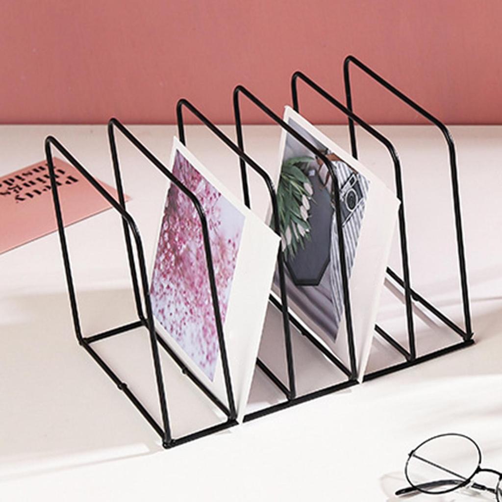 5 Slot Magazine Holder Rack, Square File Holder, Newspaper ,Office Organizer