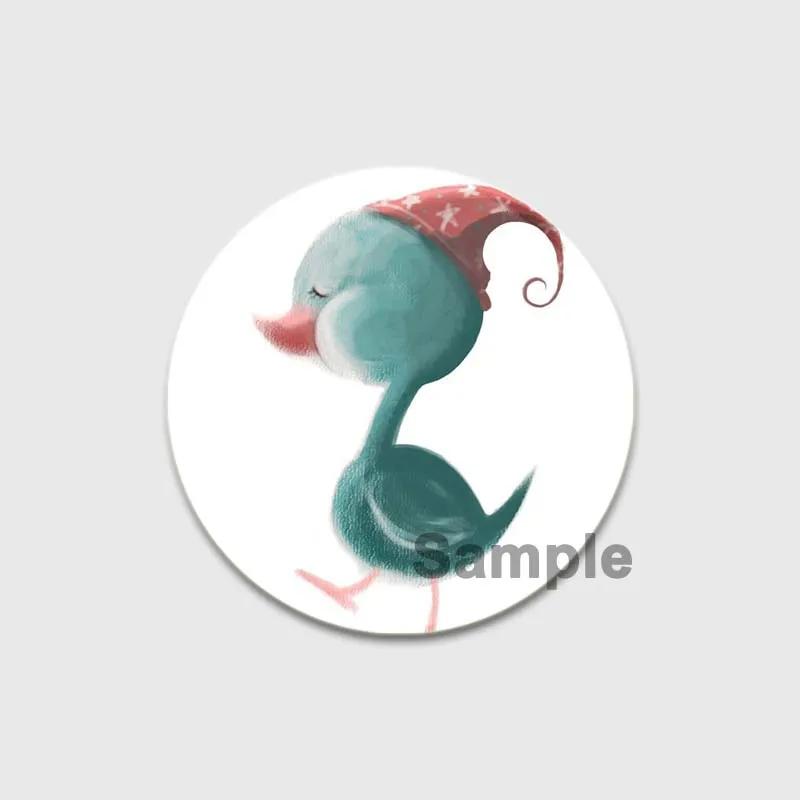 32/44/58mm Cartoon Honk White Goose Brooches Pins Cute Animal Duck Round Badges Clothes Lapel Pin Fashion Jewelry Gift Accessory