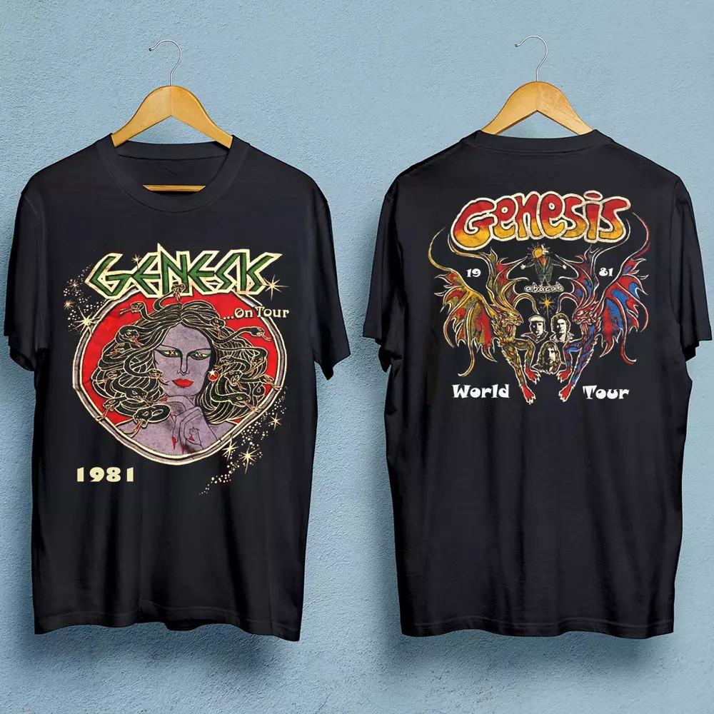 Genesis BAND rock world tour Double Side Sleeve Black All Size Shirt Unisex T-Shirt