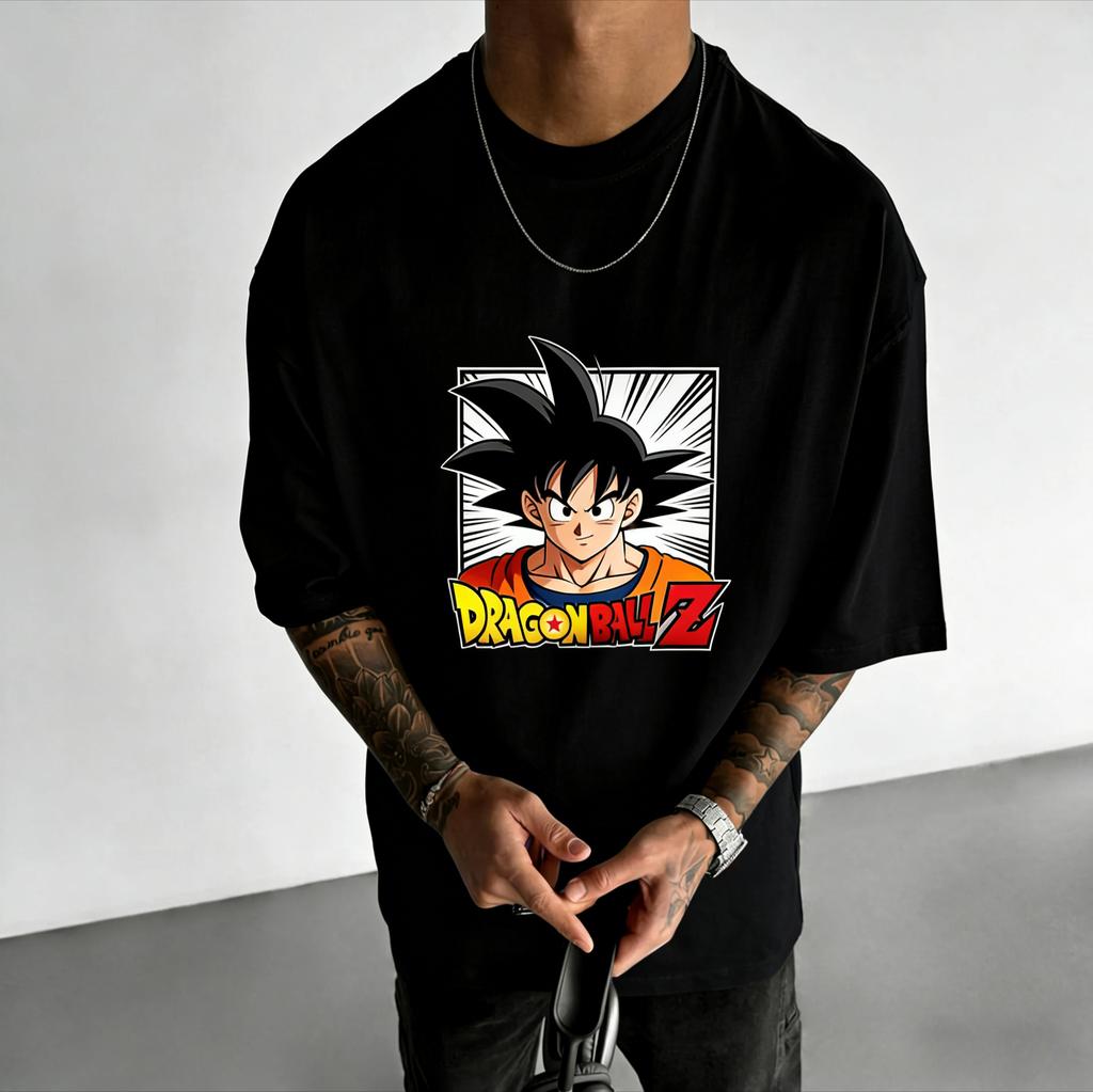 Новая аниме-футболка Dragon Ball с принтом Goku, с круглым вырезом, с короткими рукавами, летняя 2026, мужская, свободная, дышащая, спортивная, хлопковая