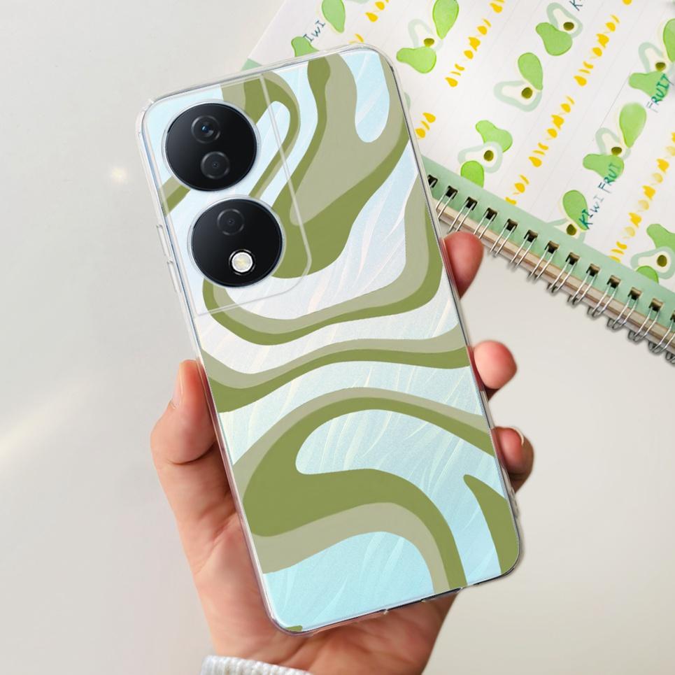For Cover Honor X7b 5G Case For Honor X8B 4G Love Heart Women Fashion Luxury Pattern Housing Etui Huawei HonorX8b Soft Clear TPU