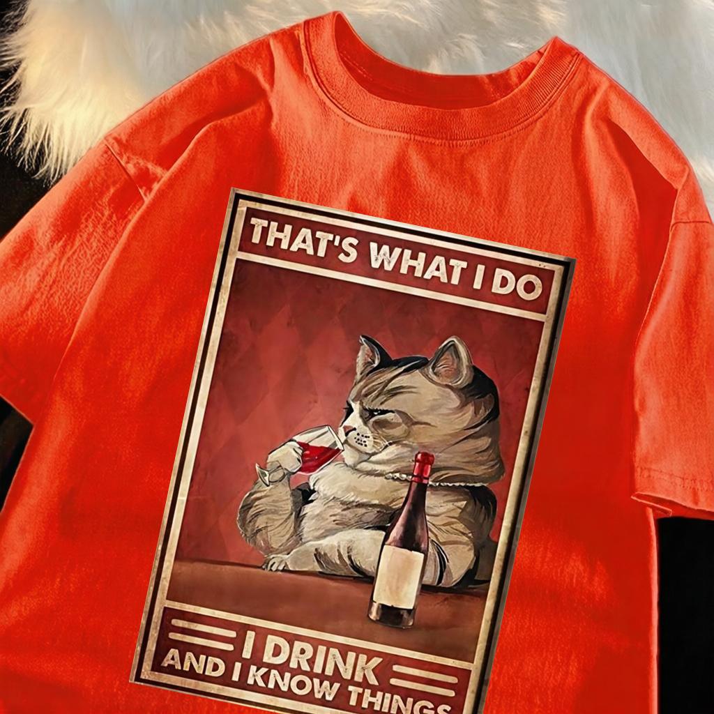 Cat That Is What I Do Design T-Shirts Unisex Cotton Casual Tee Breathable Summer Sportswear Unisex Loose O-Neck Short Sleeve