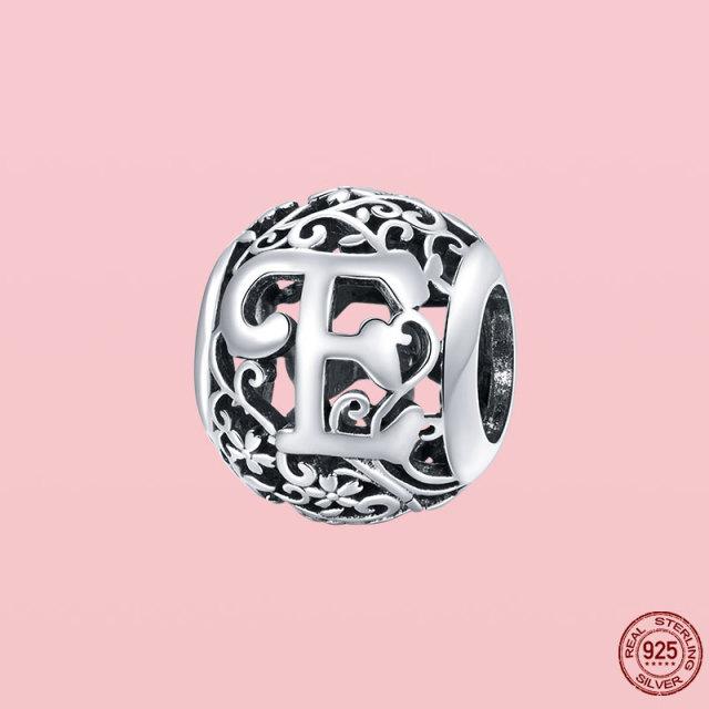 Новое поступление 925 пробы серебряный кулон круглой формы с буквами от A до Z подвески бусины подходят оригинальный браслет ожерелье ювелирные изделия