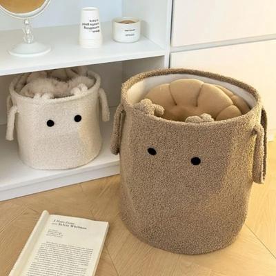 Корзина для белья из шерсти ягненка Игрушки Хранение закусок Органайзер Ручная корзина для грязного белья Плюшевая корзина для белья Органайзер для мелочей