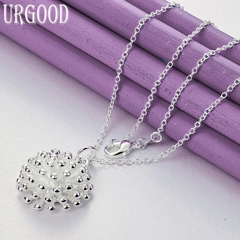 Серебряный 925 пробы кулон в виде кораллового фейерверка с цирконом, ожерелье, свадебные модные украшения