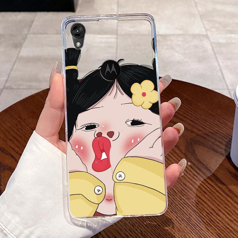 Jelly Casing For Motorola Moto E6 Fundas MOTOE6 Capa Clear Silicone Soft TPU Back Cover Cute Cat Rabbit Heart Protective Case