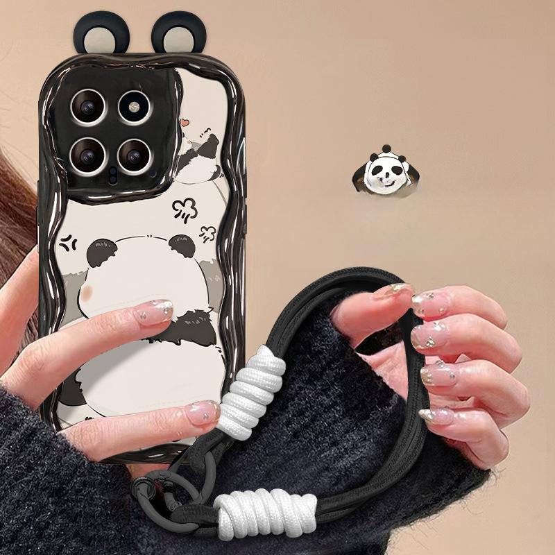 Злой Панда Шнурок Подходит для Xiaomi 14/13pro Чехол для мобильного телефона Vivos18 Силиконовый Redmi K70 Противоударный X100