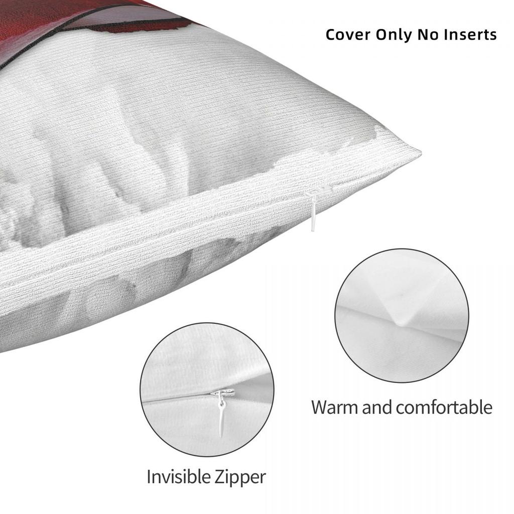 Red Bollenhut Square Pillowcase Polyester Linen Velvet Pattern Zip Decor Pillow Case Bed Cushion Cover 18"