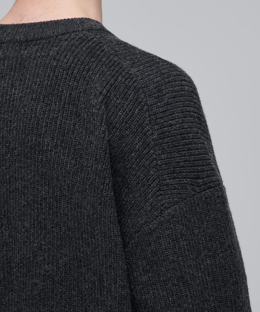MUSINSA STANDARD Oversized Ribbed Crew Neck Knit [Charcoal Gray]