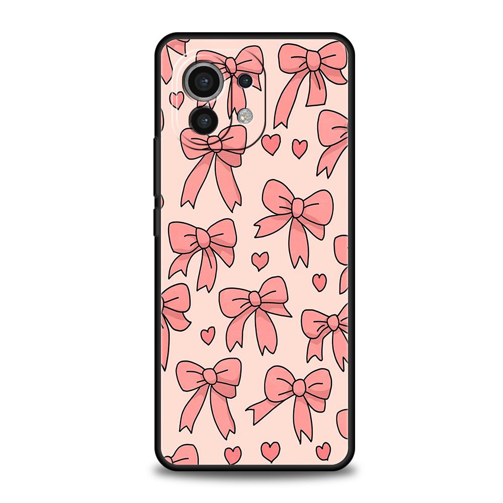 Чехол для телефона для Xiaomi 15 14 13 12 Lite 14T 13T 12T Pro Poco X7 X6 X5 X4 X3 NFC F7 Ultra F6 Pro Мягкий чехол Милый Розовое Сердце Бантик