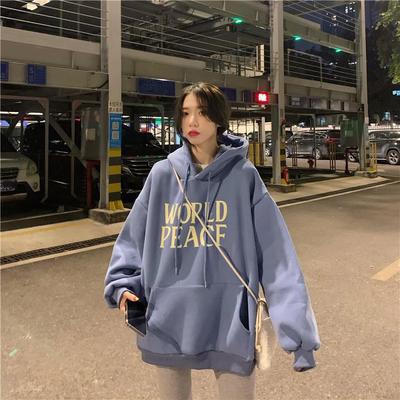 Женские свободные свитера с длинным рукавом и капюшоном с круглым вырезом, женские топы, однотонные толстовки