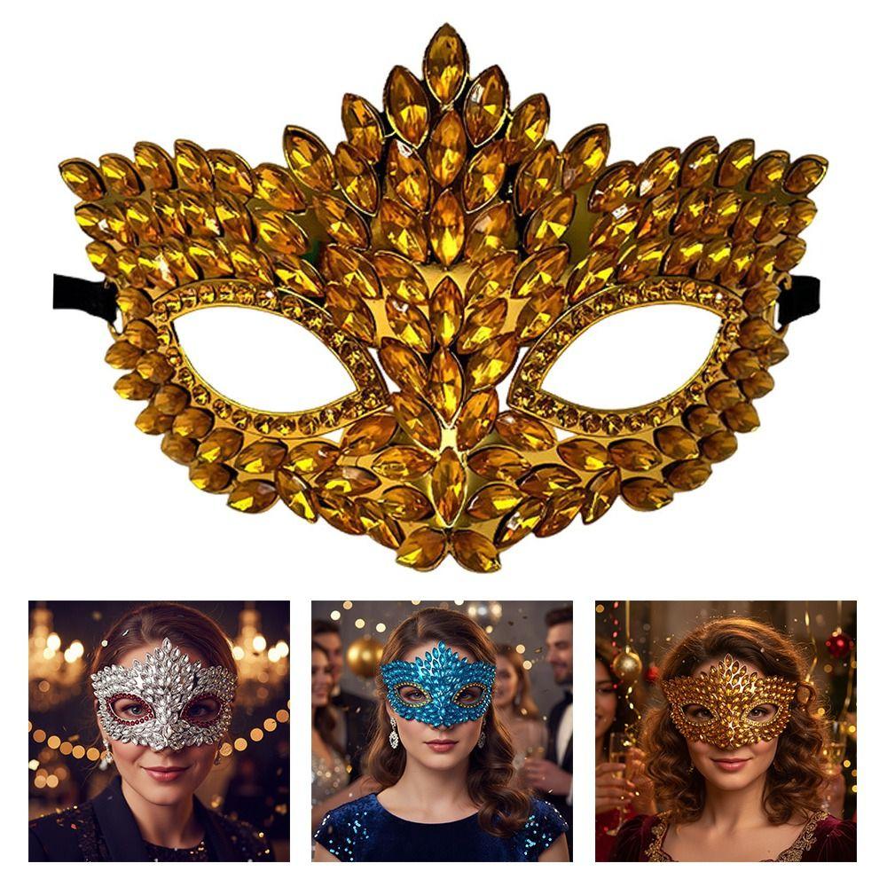 Shiny Acrylic Crystal Half Face Mask Full Jewelry Cosplay Mask Gift Idea Rave Mask Halloween Event