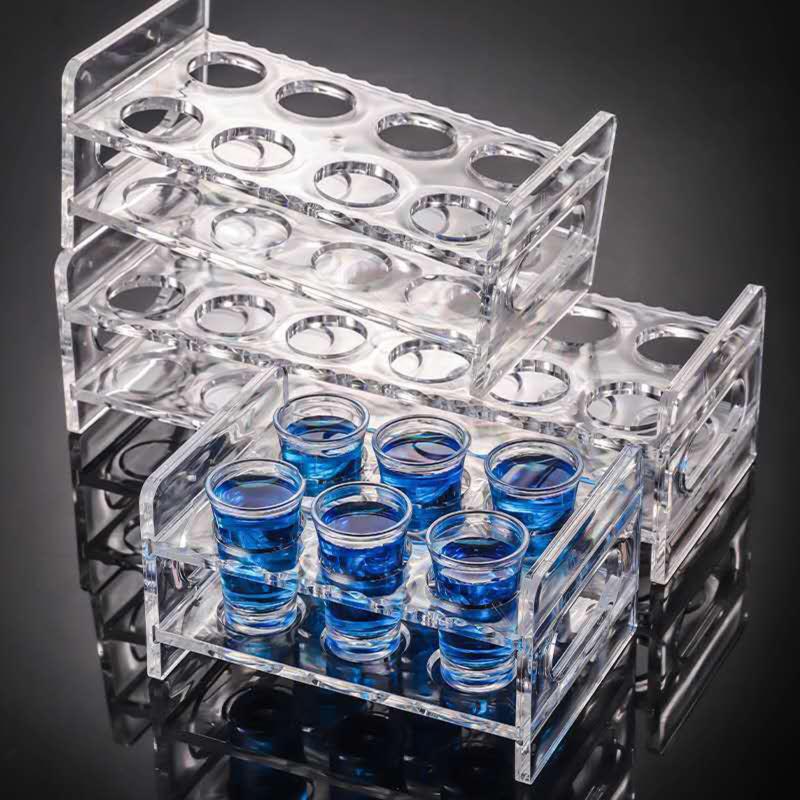 Large Capacity 6 8 12 Hole Glass Tray Cup Organizer Wine Glass Display Stand Holder for Bar Restaurant Kitchen