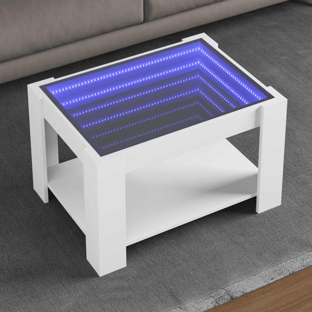 LED Coffee Table in White 73 x 53 x 45 cm Wood Based Material