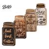 Coffee Theme Wall Hanging 4Pcs Bar Wooden Sign, Farmhouse Rustic Mason Jar Shaped Art Decoration, Plaque for Cafe Kitchen Dining Room Sign