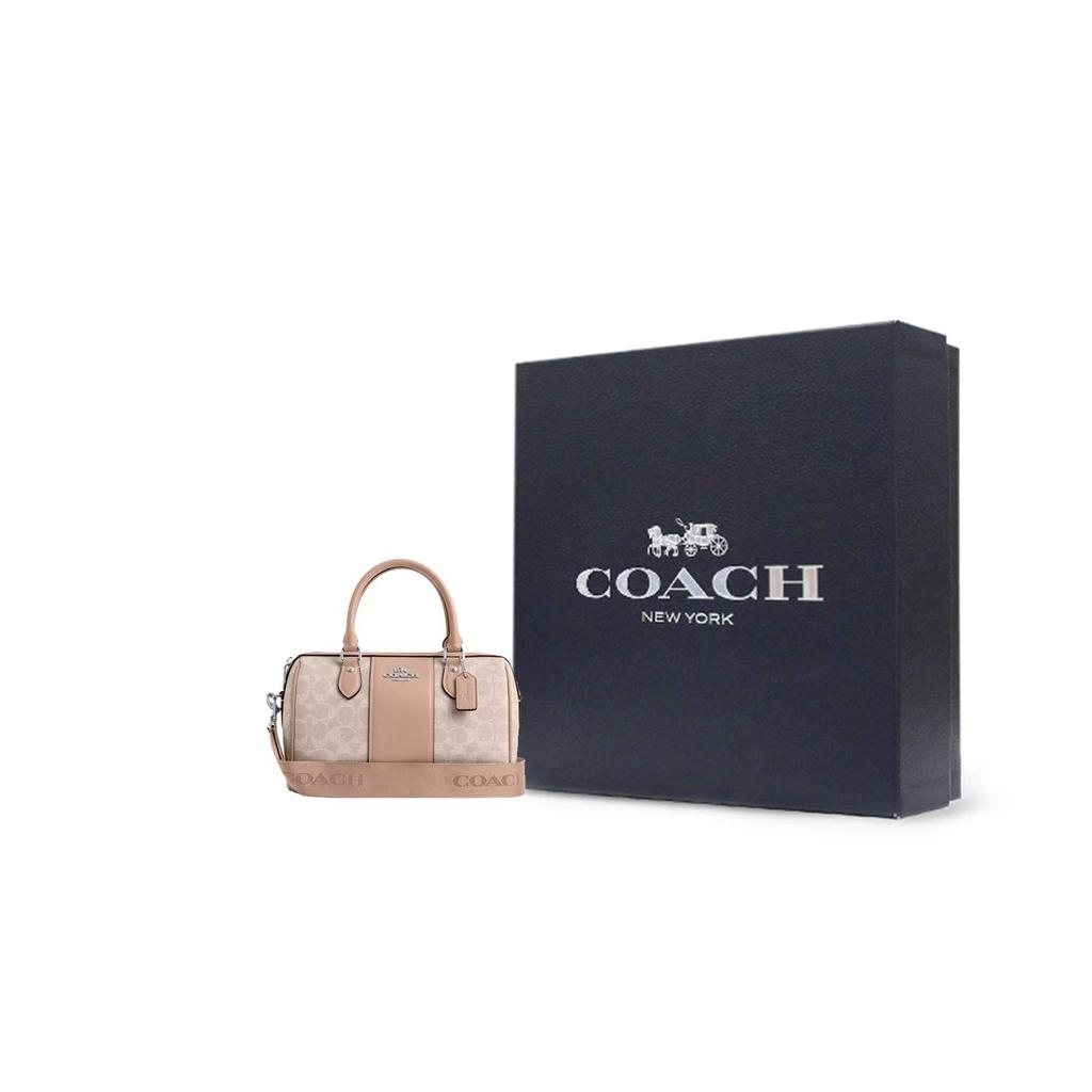 Coach Rowan 25 Застежка-молния Съемный плечевой ремень Покрытый холст Сумка-кроссбоди через плечо Средний Размер Женские сумки CW376-SVPWH