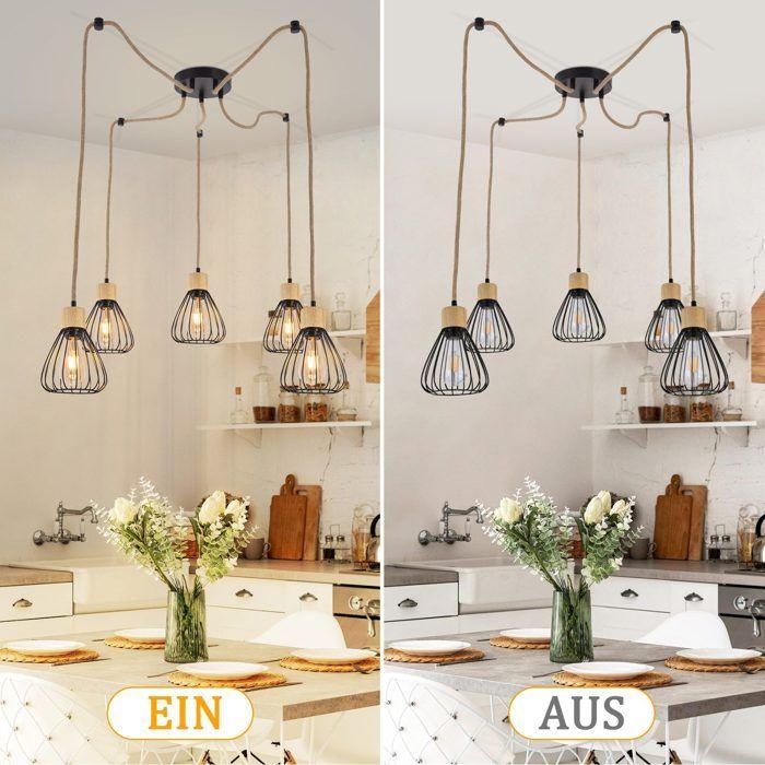 Suspension - NETTLIFE - 5-flammes - Métal noir - 5x E27 - Scandinave/Moderne