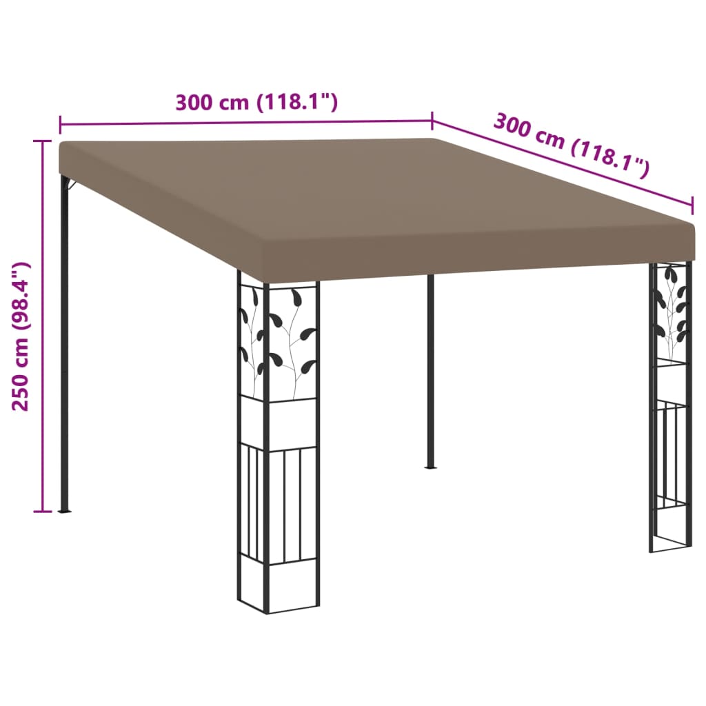 Wall Mounted Pavilion 3x3x2.5 m Taupe