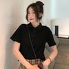 Hot Girl Polo Shirt for Women In Summer New Style Student Design Slim Fit Internet Celebrity Solid Color Short-sleeved Top
