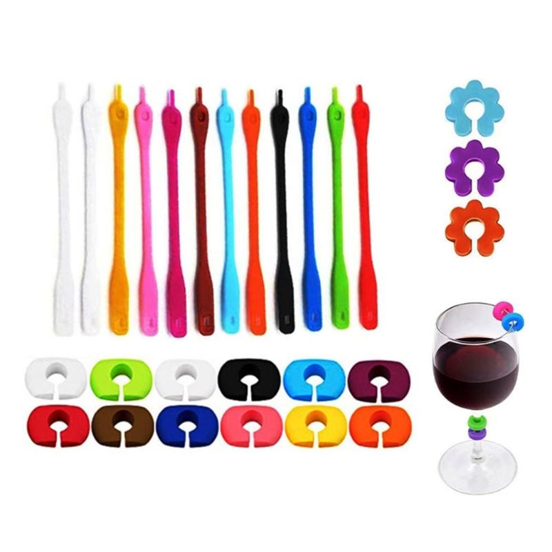 Reusable Silicone Glass Markers Set Perfect for Wine Glasses and Cocktails Color Suitable for Parties and Event