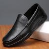 New Shoes for Men Genuine Leather Casual Driving Shoes Fashion Slip-on Loafers Summer Breathable Microporous Leather Sandals