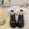 Retro British Style Black Small Leather Shoes Spring and Autumn New Round Head Platform Loafer Single Shoes Women