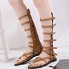 Long Tube Roman Shoes Fashion Women's Summer Cool Boots 2025 Wind Comfortable Toe Rear Zipper Flat High Tube Sandals