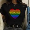 New Women's Pride Heart Pattern Printed T-Shirt Women's Summer Colorful Heart Shirt T-Shirt
