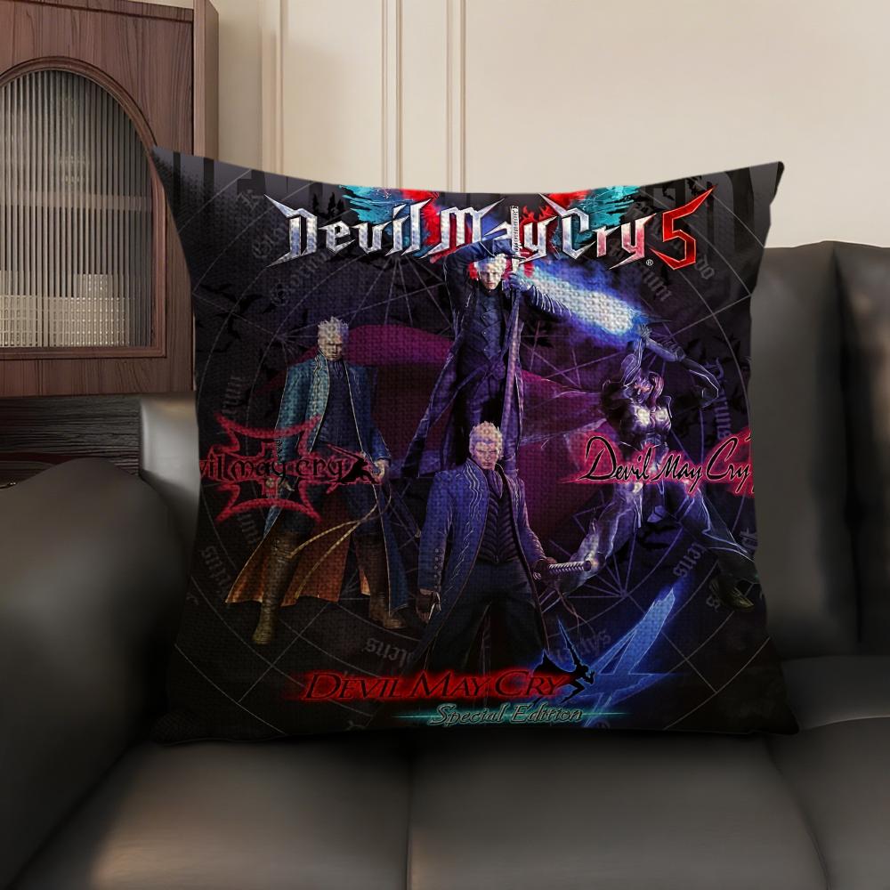 The DDevil May Cry Cushion Cover Natural Linen Organic Fabric DoubleSided Printing Sofa Home Decor Gift Pillow Case
