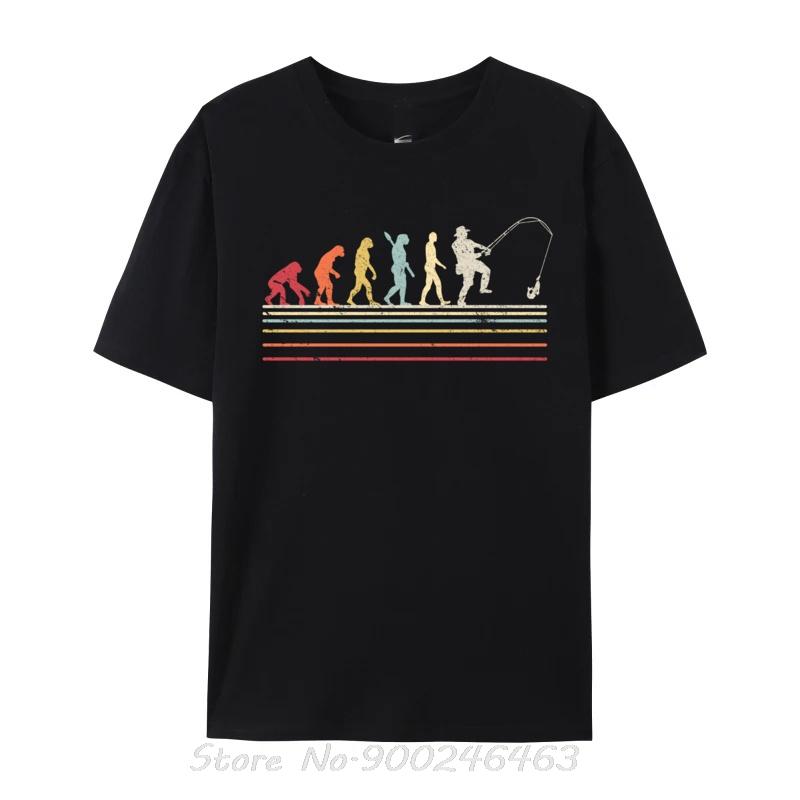 Funny Fishing Retro Evolution Of Cotton Tops Fitness TShirt Oversized Unisex Tshirt Graphic Tees Unisexs Clothing Streetwear