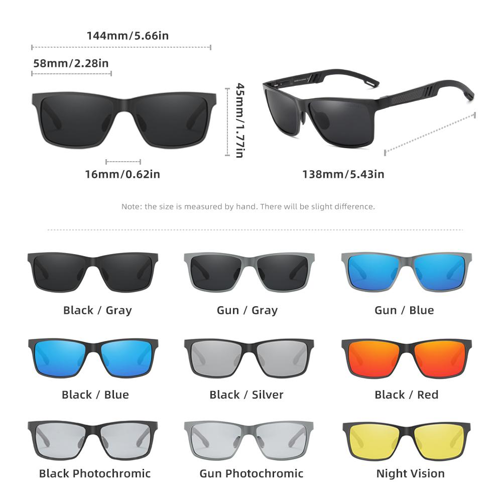 RBsunny Мужские поляризованные солнцезащитные очки Алюминиевые очки UV400 Очки для вождения Очки прямоугольные Классические женские спортивные очки ночного видения