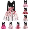 Women's Casual And Fashionable V-neck Valentine's Day Printed Vintage Dress