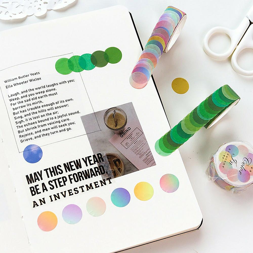 Planner DIY Stationery Adhesive Tape Colorful Dots Washi Tapes Round Stickers Label Masking tape
