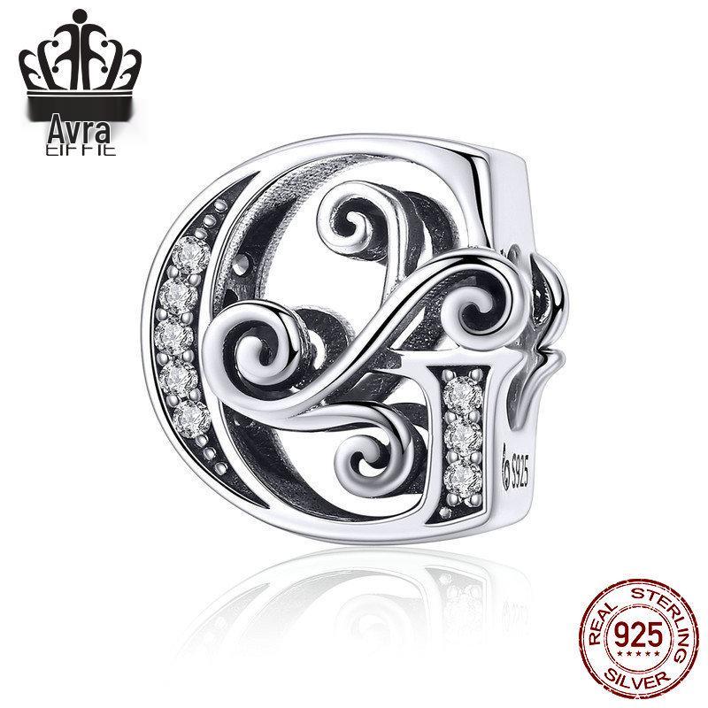 Avle Браслет из стерлингового серебра 925 пробы с английскими буквами и бусинами