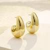 Big Waterdrop Smooth Gold Color Round Stud Earrings Unique Exaggerate Geometric Personality Women Jewelry Earring