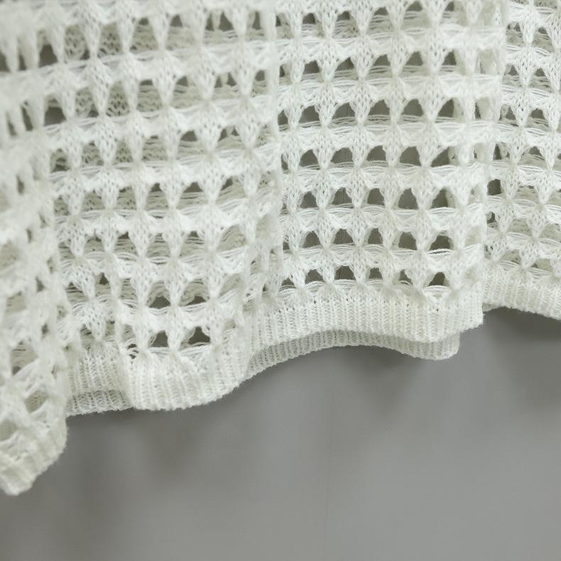 Летний женский солнцезащитный крем, свободный круглый вырез, сексуальный вязаный свитер, вязаный пуловер, накидка с длинными рукавами