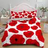 Цветущие цветы Король Королева Пододеяльник Красный гранатовый цветок Постельное белье для женщин Милый цветочный 2/3шт Полиэстер Покрывало