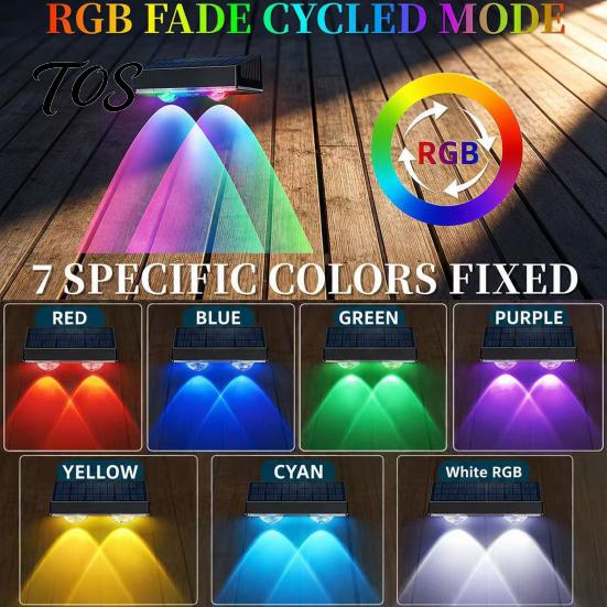 Solar Deck Lights Magnetic Wall Wash Light, Waterproof Outdoor Fence Lamp with RGB Rechargeable & Warm White, 12H Battery, Easy Mount Pathway Lighting