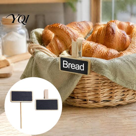 Decorative Chalkboard Picks for Plants 10PCS Mini Blackboard Clips/Signs with Wooden Stands, Reusable Small Clips Photo Notes Signs, Log Style Display
