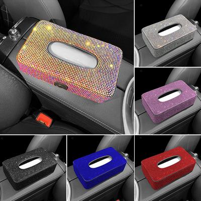 Новый роскошный держатель для автомобильной коробки для салфеток со стразами, блочная коробка для салфеток для центральной консоли, подлокотника, спинки сиденья, аксессуары для автомобиля