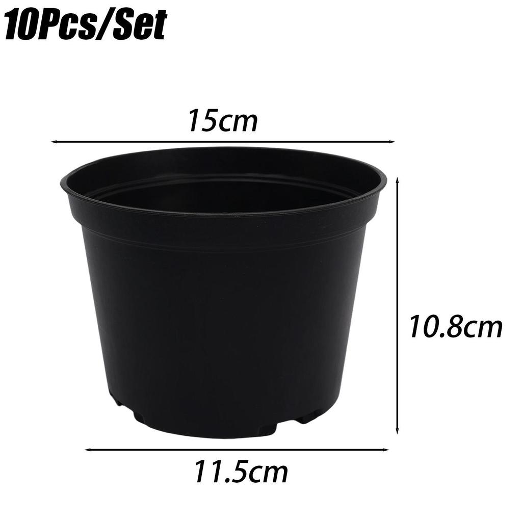 10PCS Black Plant Nursery Pots with Drainage Holes Home Indoor Outdoor Balcony Garden Planting Flower Pots Plastic Grow Boxes