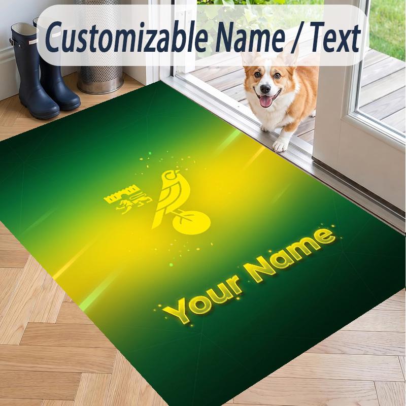 Custom Text Printed Rug Norwich City Non Slip Floor Carpet For Home Room Decor