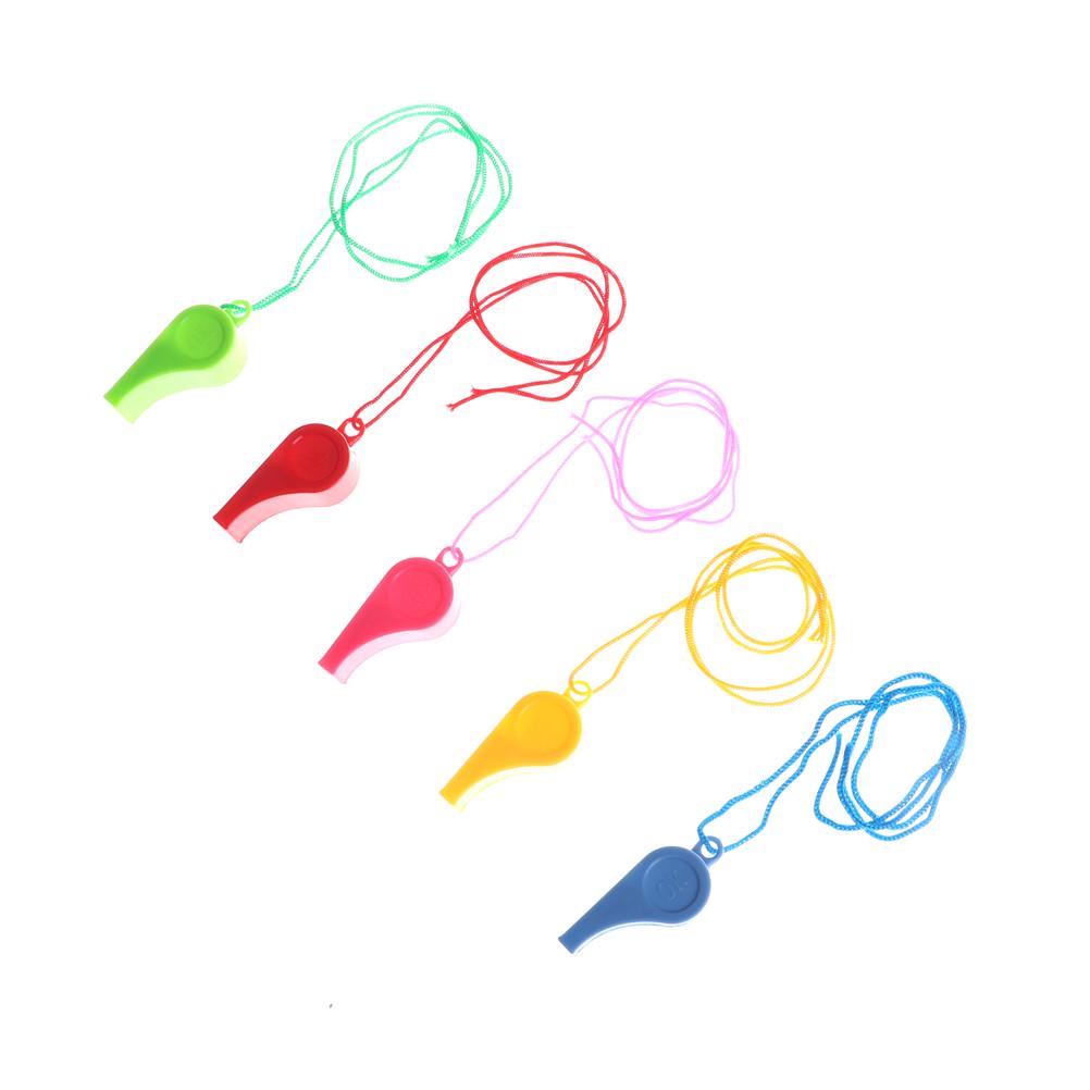 5Pcs/Lot Plastic Whistle Wanyard Children Kids Party Bag Filler Outdoor Toys