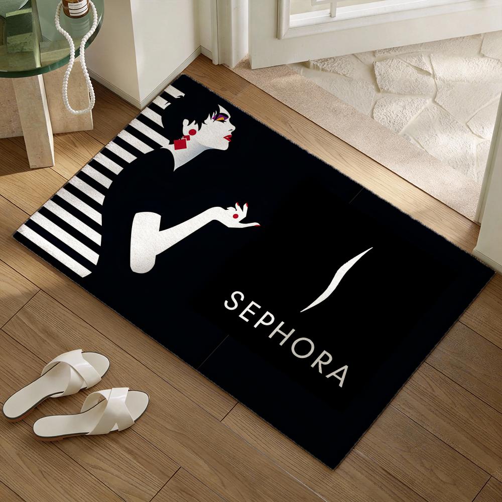 Fashion S-sephora Logo Floor Mat Soft Flannel Non-Slip Door Mat - Thickened Rug for Living Room Home Decor
